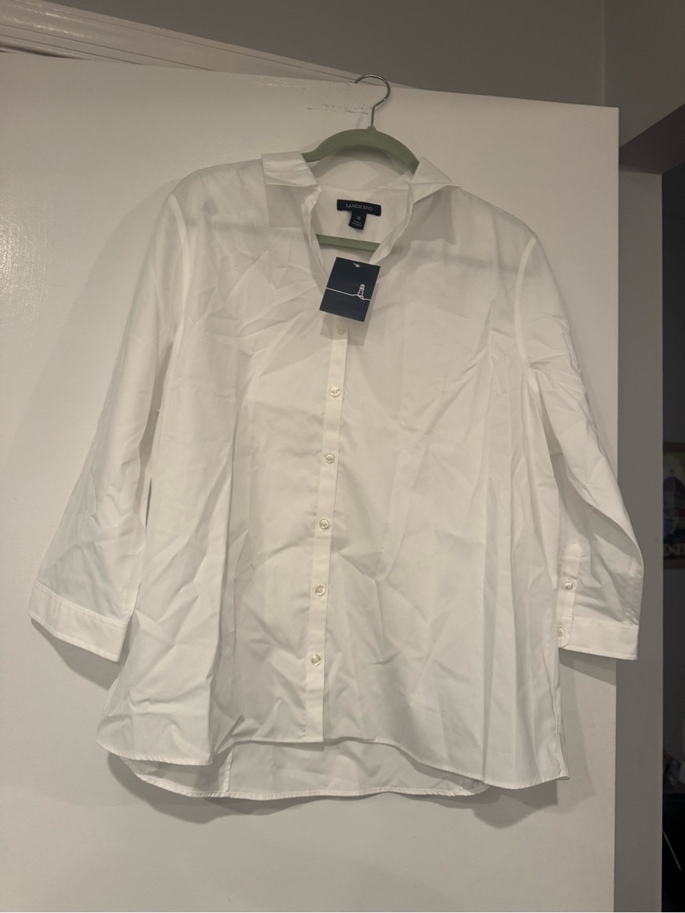 NWT Lands' End White Classic Button-Down Shirt size 18